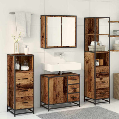 Set di mobili per il bagno con cassetto 4 pcs Legno vecchio | homemem39