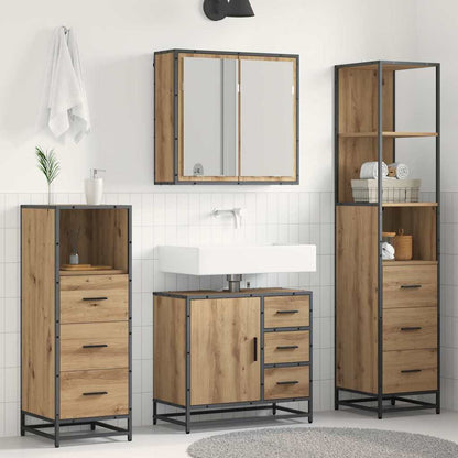 Set di mobili per il bagno 4 pz Rovere artigianale | homemem39