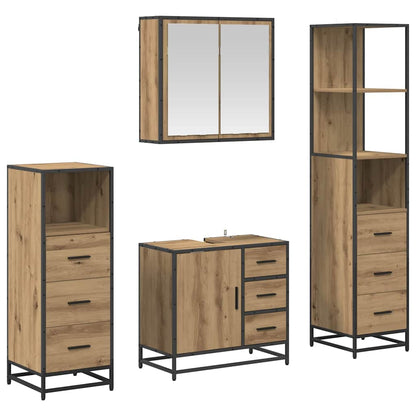 Set di mobili per il bagno 4 pz Rovere artigianale | homemem39
