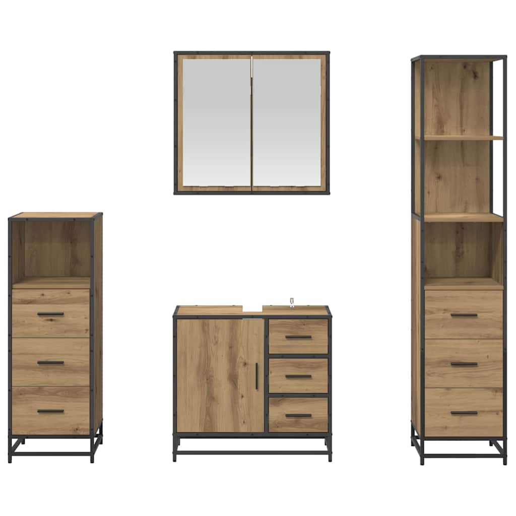 Set di mobili per il bagno 4 pz Rovere artigianale | homemem39