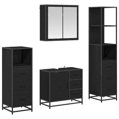 Set di mobili per il bagno 4 pcs Rovere Nero Legno multistrato | homemem39