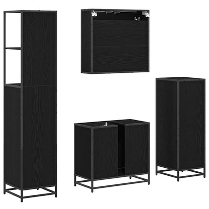 Set di mobili per il bagno 4 pcs Rovere Nero Legno multistrato | homemem39