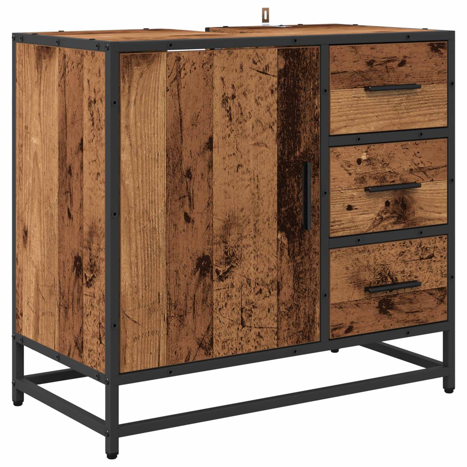 Set di mobili per il bagno con cassetto 3 pcs Legno vecchio | homemem39