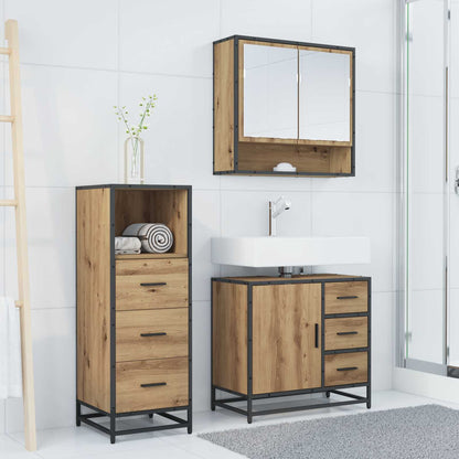 Set di mobili per il bagno 3 pz Rovere artigianale | homemem39