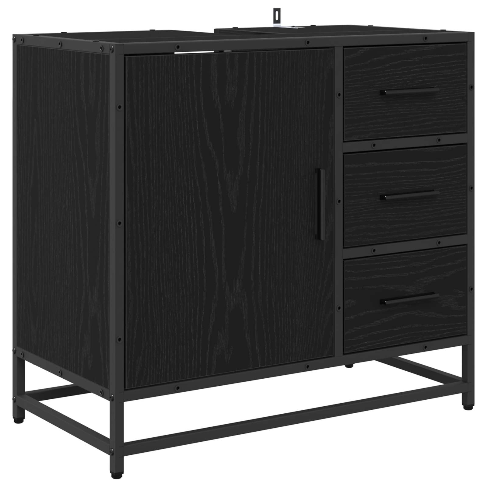 Set di mobili per il bagno 3 pcs Rovere Nero Legno multistrato | homemem39