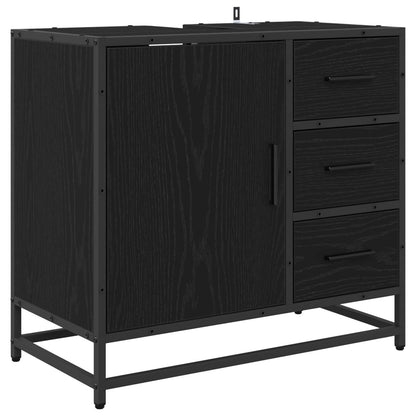 Set di mobili per il bagno 3 pcs Rovere Nero Legno multistrato | homemem39