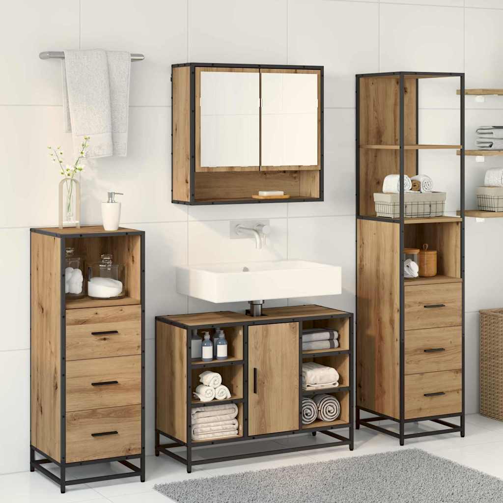 Set di mobili per il bagno 4 pz Rovere artigianale | homemem39