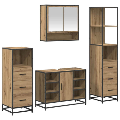 Set di mobili per il bagno 4 pz Rovere artigianale | homemem39