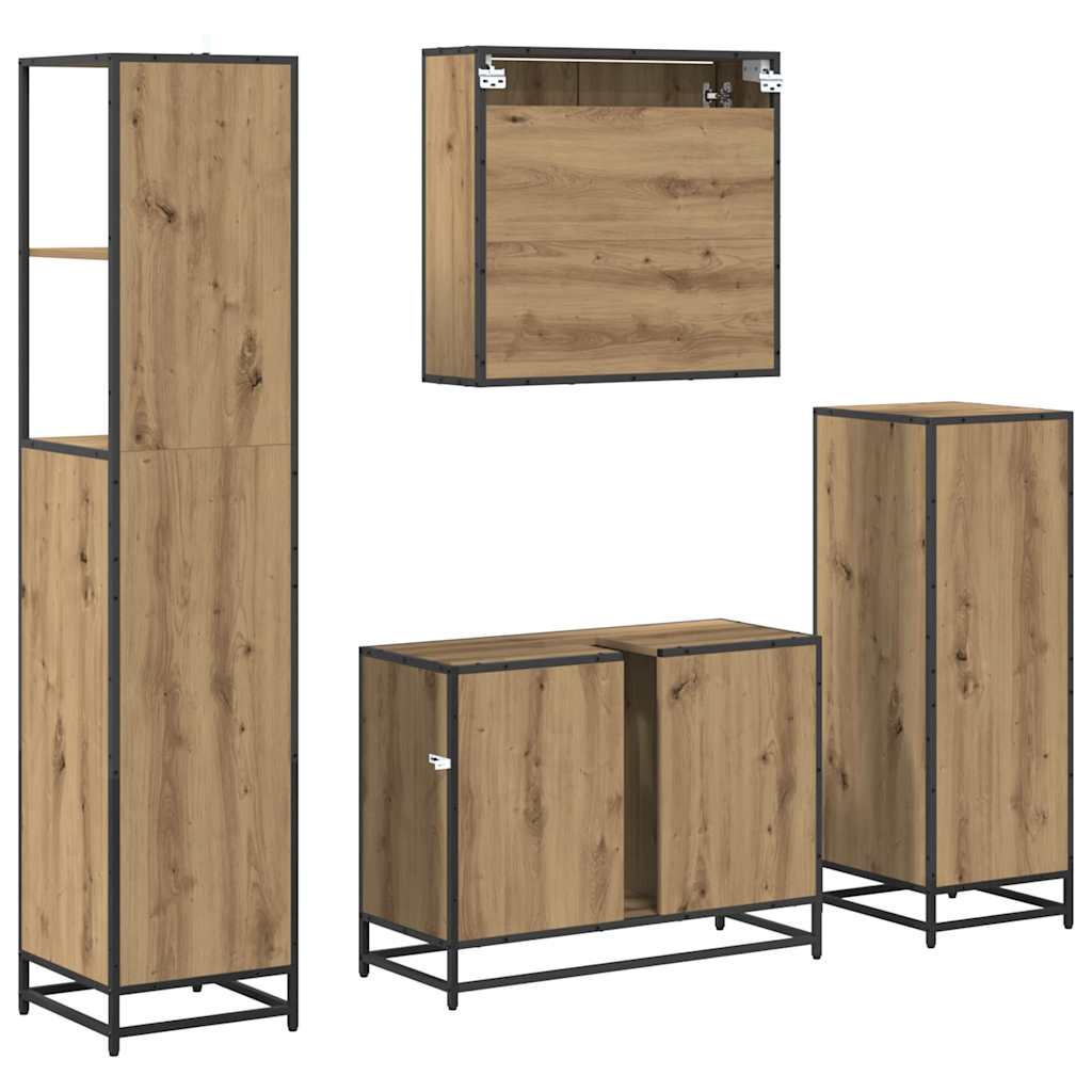 Set di mobili per il bagno 4 pz Rovere artigianale | homemem39