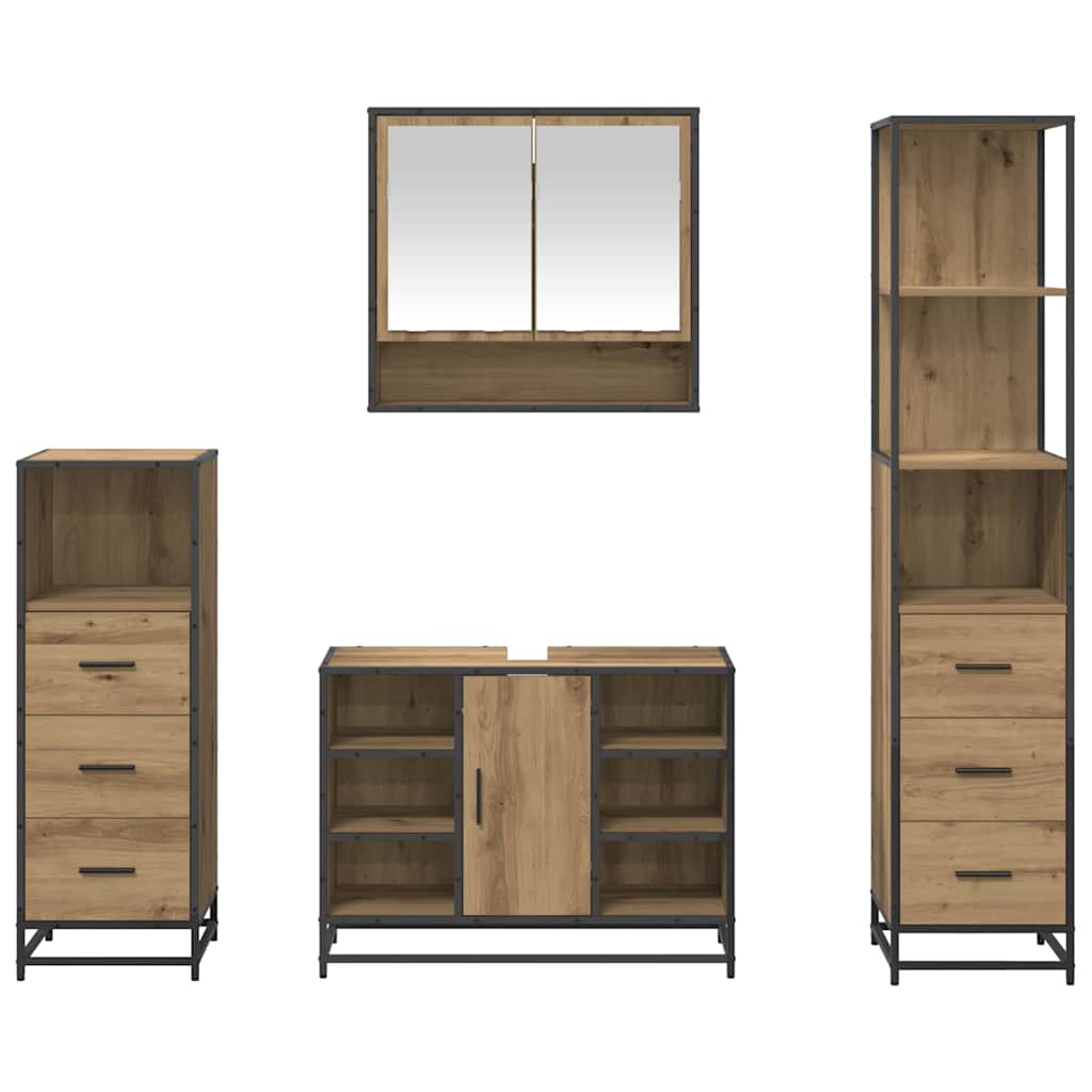 Set di mobili per il bagno 4 pz Rovere artigianale | homemem39