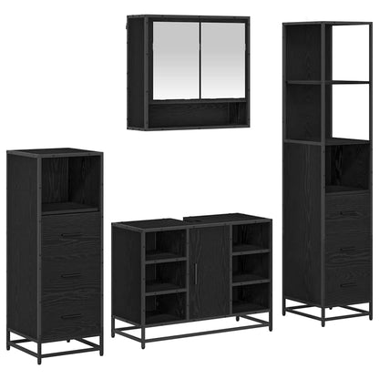 Set di mobili per il bagno 4 pcs Rovere Nero Legno multistrato | homemem39