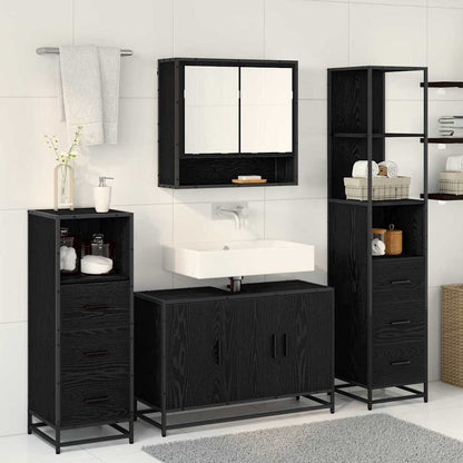 Set di mobili per il bagno 4 pcs Rovere Nero Legno multistrato | homemem39