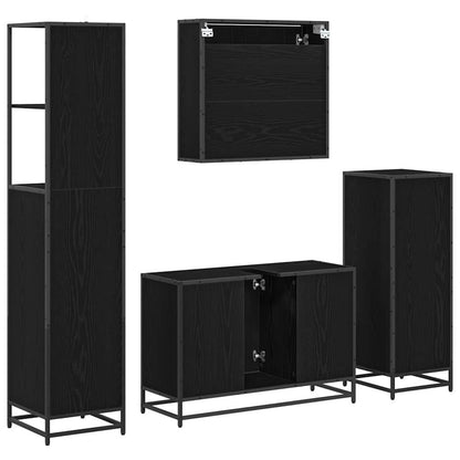 Set di mobili per il bagno 4 pcs Rovere Nero Legno multistrato | homemem39