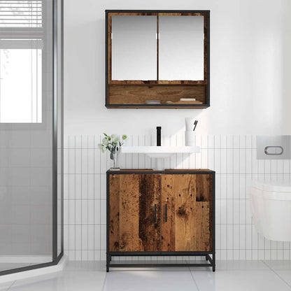 Set di mobili per il bagno con lo scaffale 2 pcs Legno vecchio