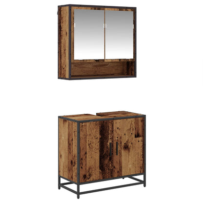 Set di mobili per il bagno con lo scaffale 2 pcs Legno vecchio | homemem39