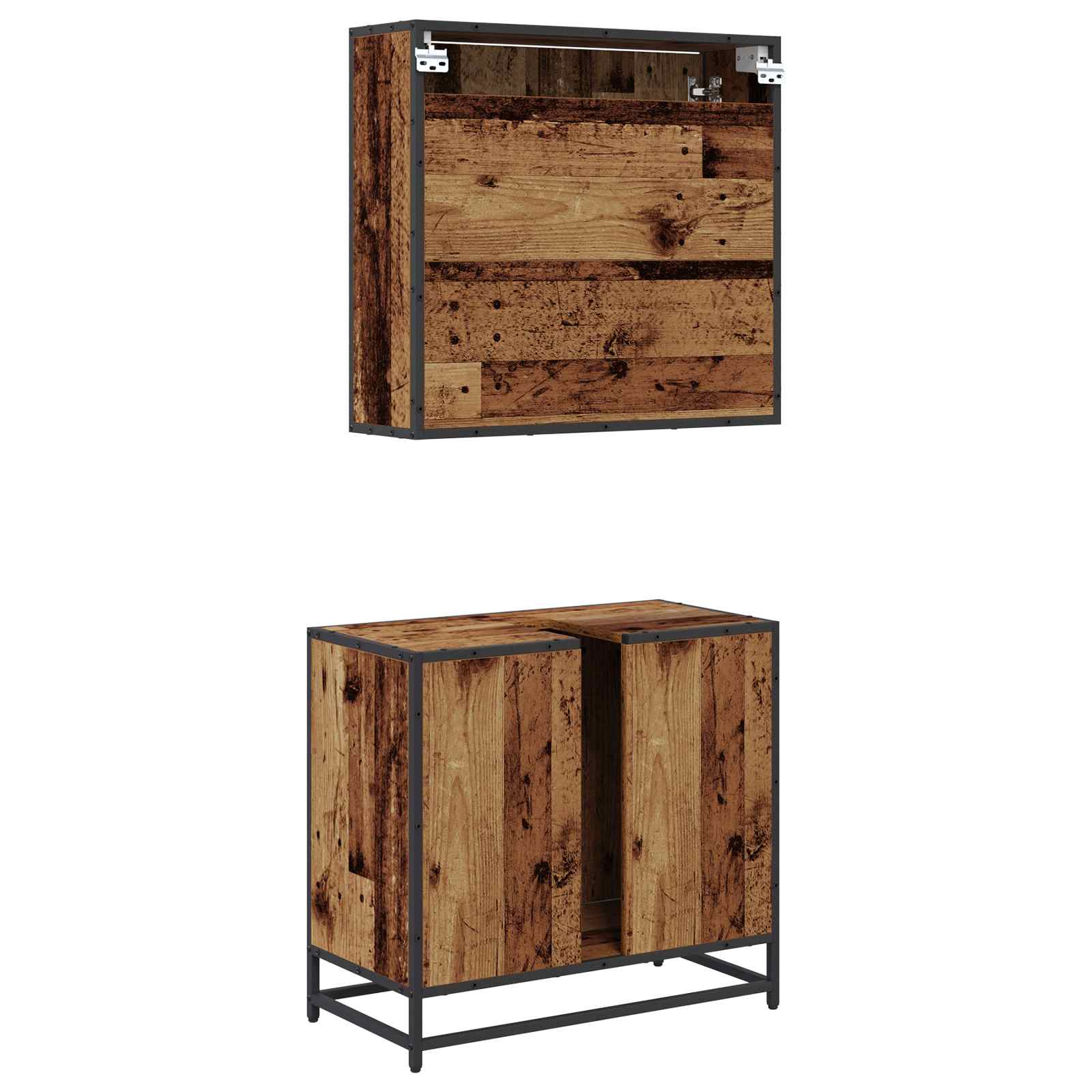 Set di mobili per il bagno con lo scaffale 2 pcs Legno vecchio | homemem39