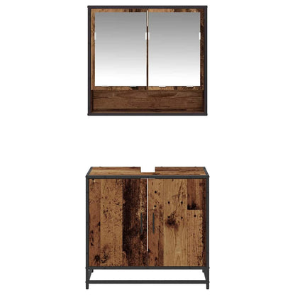 Set di mobili per il bagno con lo scaffale 2 pcs Legno vecchio