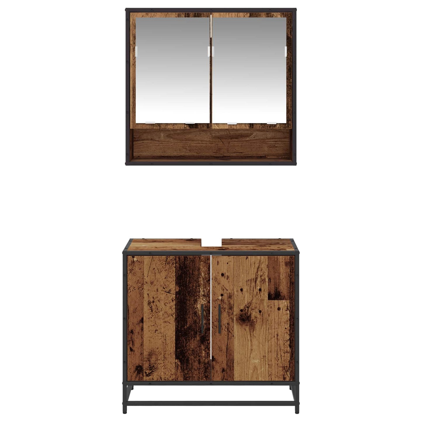 Set di mobili per il bagno con lo scaffale 2 pcs Legno vecchio | homemem39