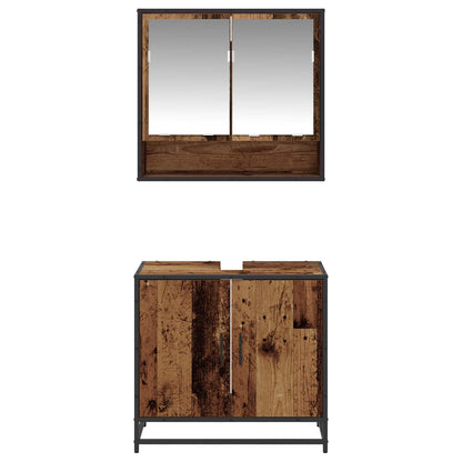 Set di mobili per il bagno con lo scaffale 2 pcs Legno vecchio | homemem39