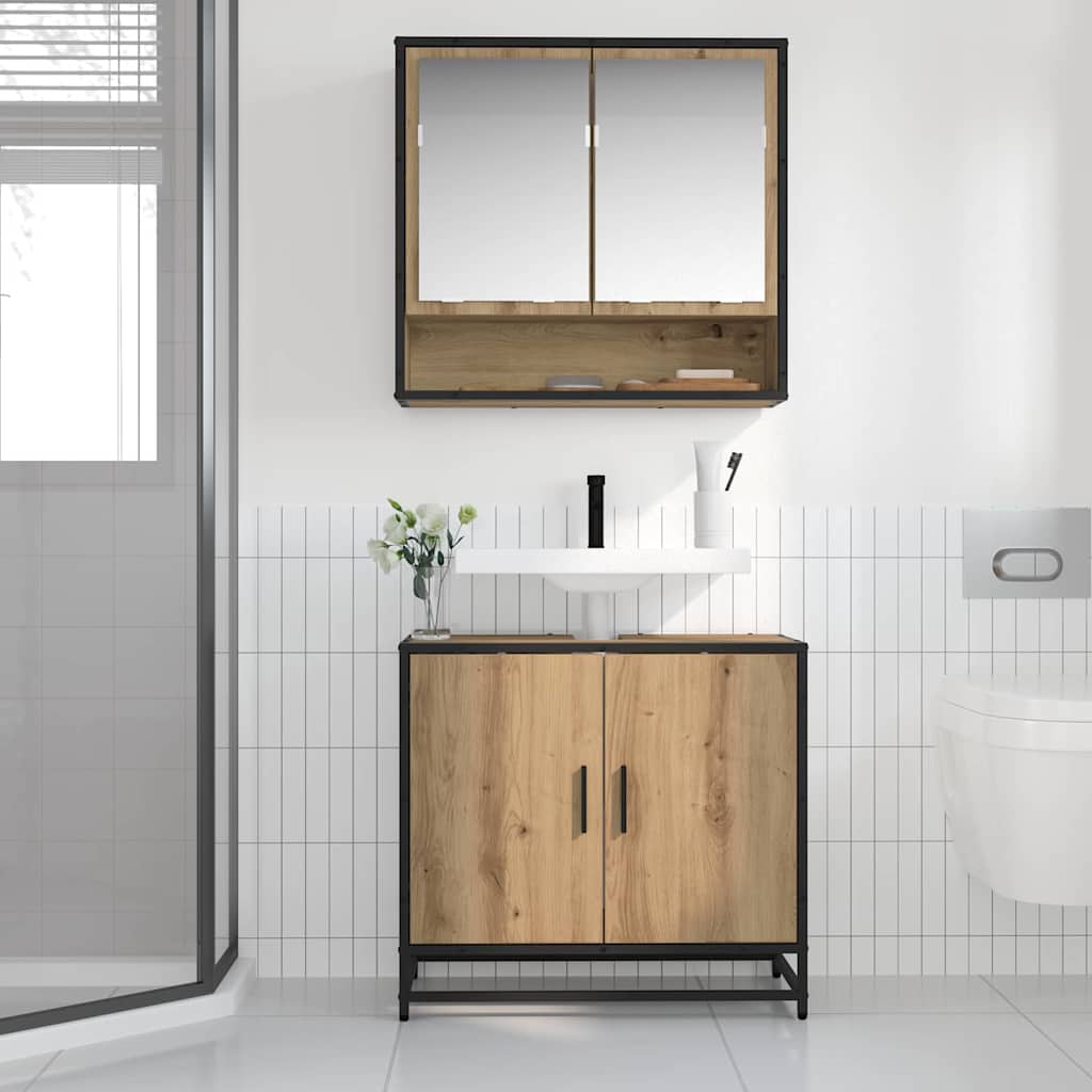 Set di mobili per il bagno con porta 2 pcs Rovere artigianale
