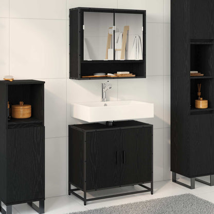 Set di mobili per il bagno 2 pcs Rovere Nero Legno multistrato | homemem39