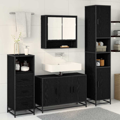 Set di mobili per il bagno 3 pcs Rovere Nero Legno multistrato