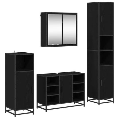 Set di mobili per il bagno 4 pcs Rovere Nero Legno multistrato | homemem39