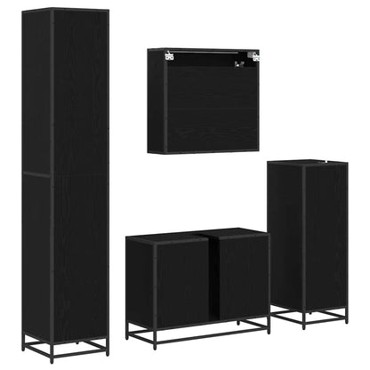 Set di mobili per il bagno 4 pcs Rovere Nero Legno multistrato | homemem39
