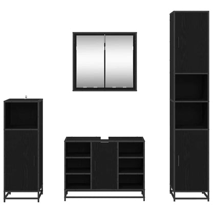 Set di mobili per il bagno 4 pcs Rovere Nero Legno multistrato | homemem39
