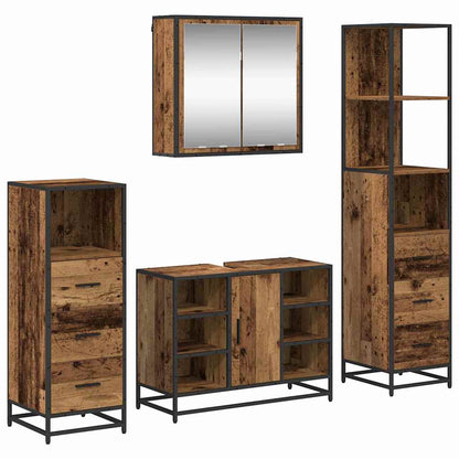 Set di mobili per il bagno con cassetto 4 pcs Legno vecchio | homemem39