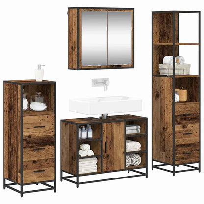 Set di mobili per il bagno con cassetto 4 pcs Legno vecchio | homemem39