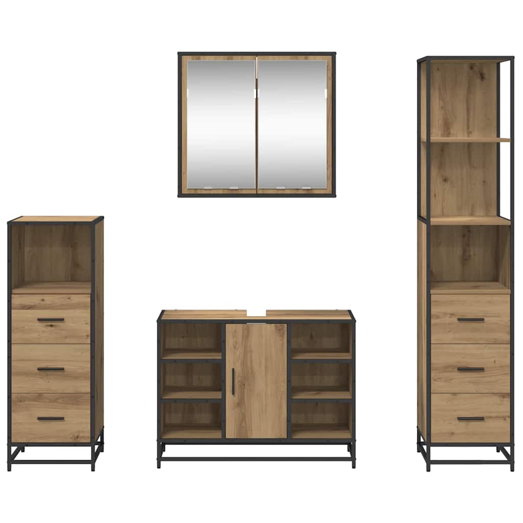 Set di mobili per il bagno 4 pz Rovere artigianale | homemem39