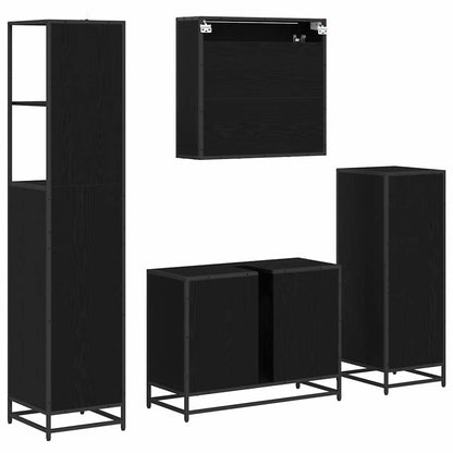 Set di mobili per il bagno 4 pcs Rovere Nero Legno multistrato | homemem39
