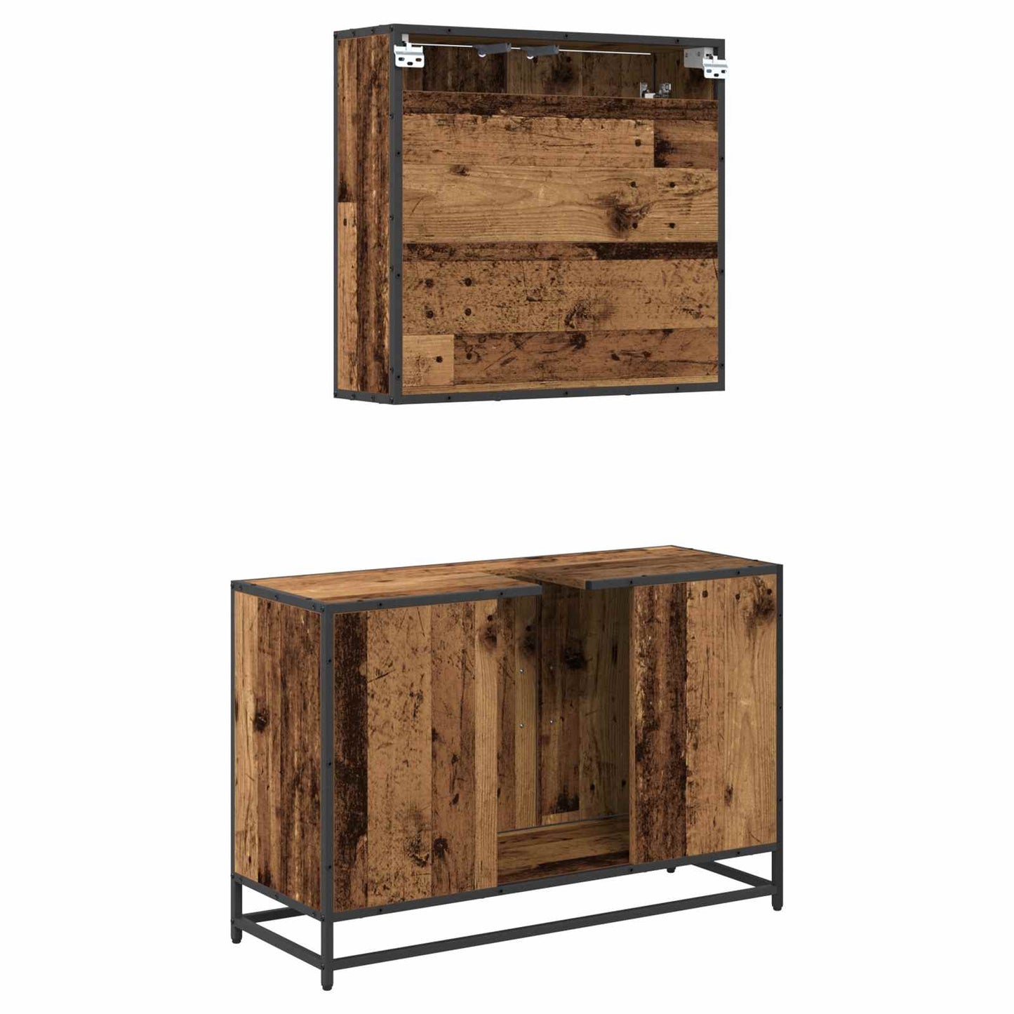 Set di mobili per il bagno con lo scaffale 2 pcs Legno vecchio | homemem39