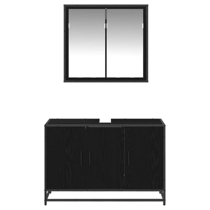 Set di mobili per il bagno 2 pcs Rovere Nero Legno multistrato | homemem39