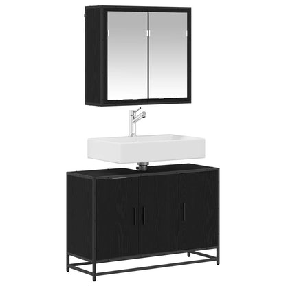 Set di mobili per il bagno 2 pcs Rovere Nero Legno multistrato | homemem39