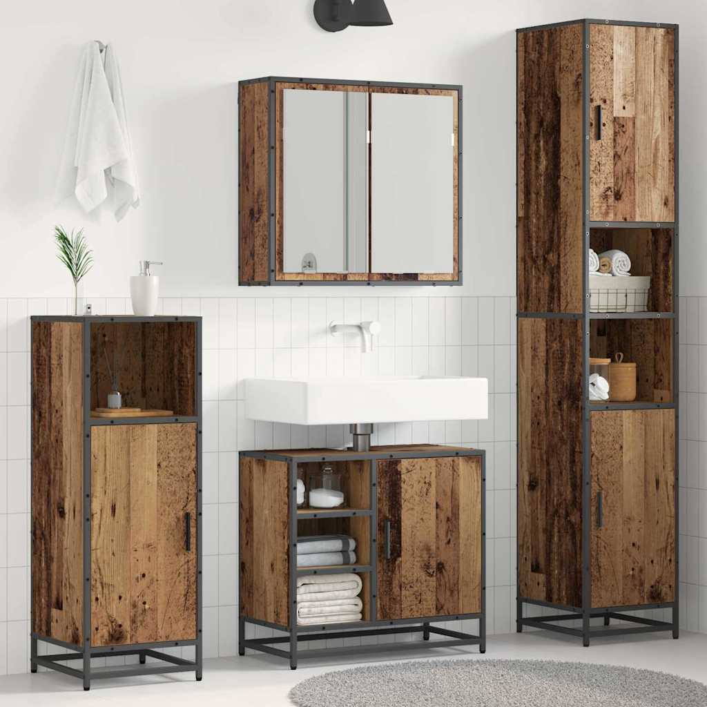 Set di mobili per il bagno con lo scaffale 3 pcs Legno vecchio | homemem39