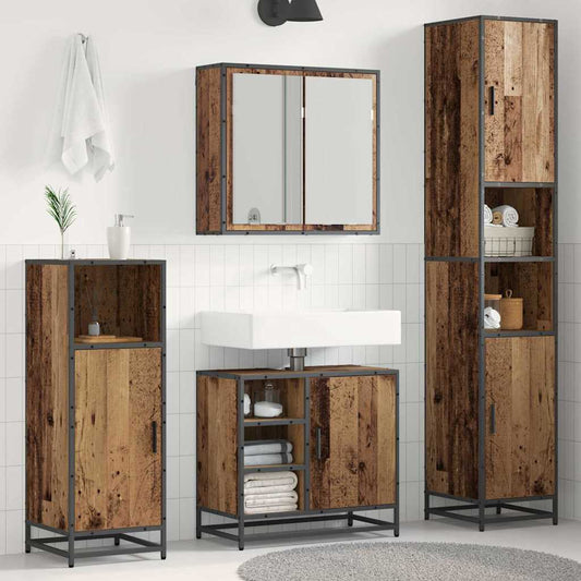 Set di mobili per il bagno con lo scaffale 3 pcs Legno vecchio | homemem39