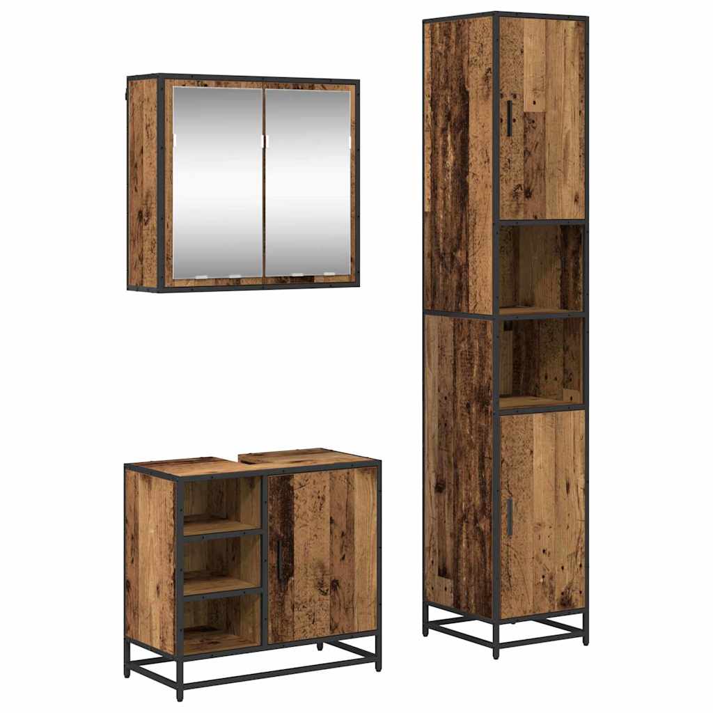 Set di mobili per il bagno con lo scaffale 3 pcs Legno vecchio | homemem39
