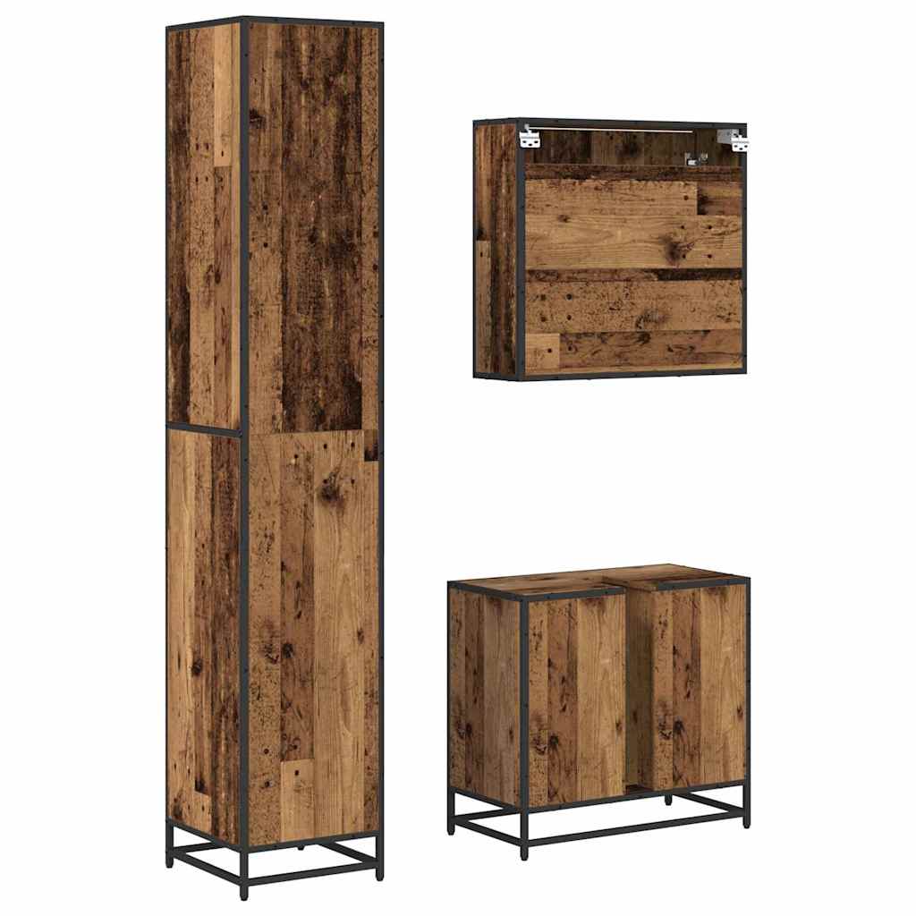 Set di mobili per il bagno con lo scaffale 3 pcs Legno vecchio | homemem39