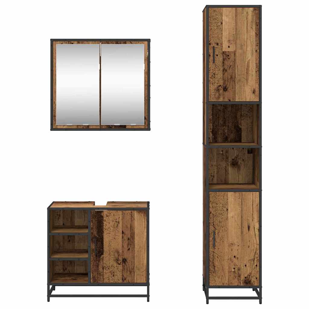 Set di mobili per il bagno con lo scaffale 3 pcs Legno vecchio | homemem39