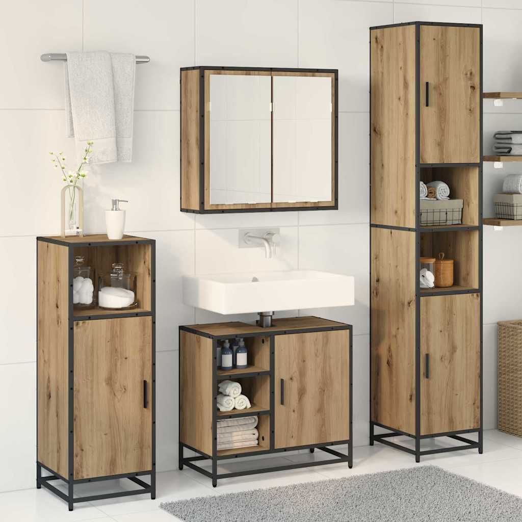 Set di mobili per il bagno 3 pz Rovere artigianale | homemem39