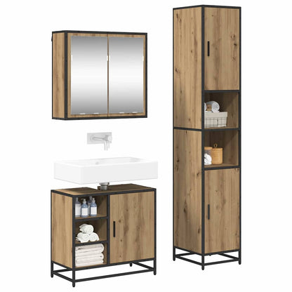 Set di mobili per il bagno 3 pz Rovere artigianale | homemem39