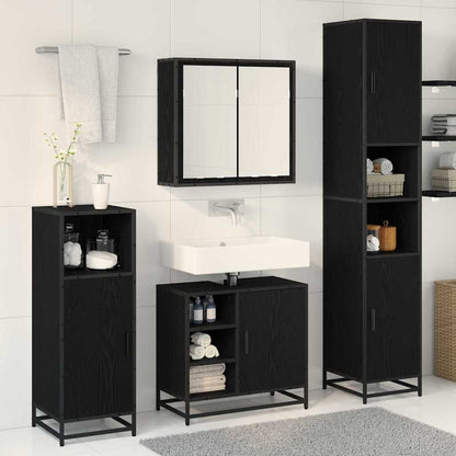 Set di mobili per il bagno 3 pcs Rovere Nero Legno multistrato | homemem39