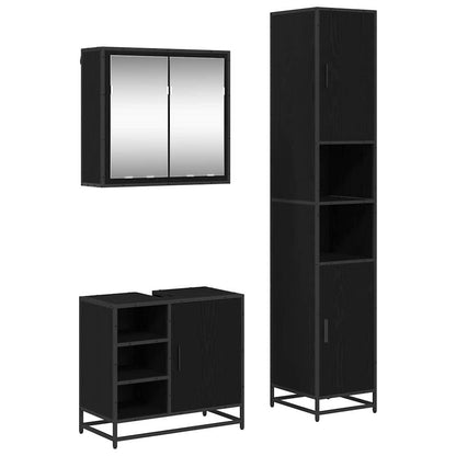Set di mobili per il bagno 3 pcs Rovere Nero Legno multistrato | homemem39