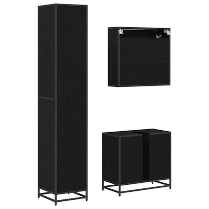 Set di mobili per il bagno 3 pcs Rovere Nero Legno multistrato | homemem39