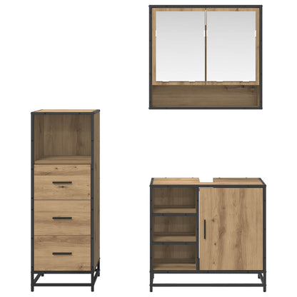 Set di mobili per il bagno 3 pz Rovere artigianale | homemem39