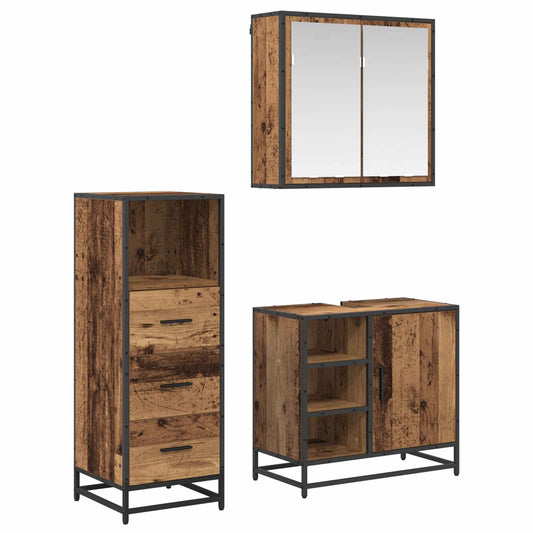 Set di mobili per il bagno con cassetto 3 pcs Legno vecchio | homemem39