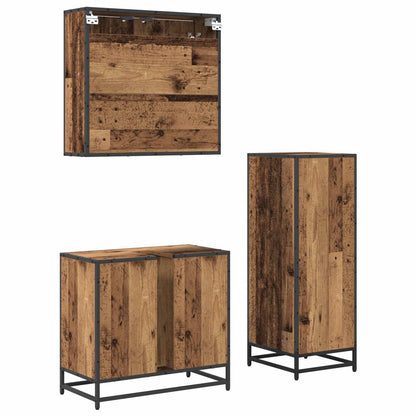 Set di mobili per il bagno con cassetto 3 pcs Legno vecchio | homemem39