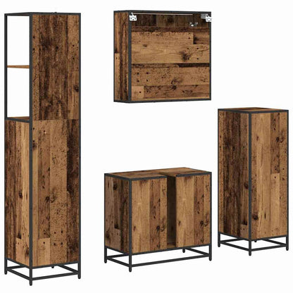 Set di mobili per il bagno con cassetto 4 pcs Legno vecchio | homemem39